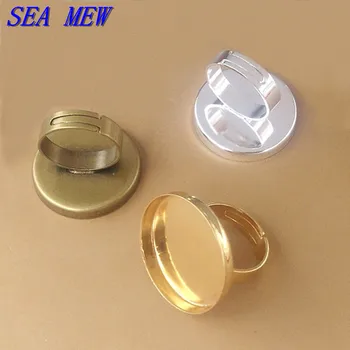 

Fit 25mm Cabochon Copper Blank Ring Gold Antique Bronze Silver Color Round Blank Setting Bezel Adjustable Ring Base