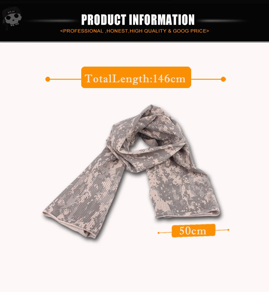 WZJP военно-тактические камуфляж Открытый сетки легкий шарф для кемпинга Пеший Туризм Для мужчин спортивный шарф