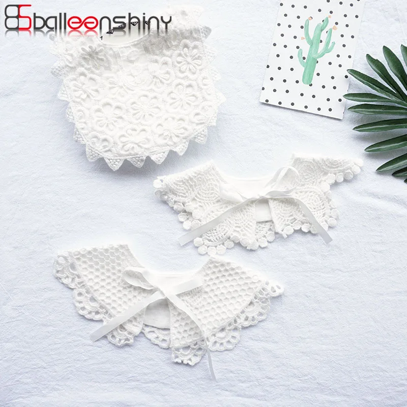 

BalleenShiny New Baby Bibs for Girls 360 Degree Rotatable Lace Fake Collar Saliva Towel Newborn Bib Kid Baby Feeding Accessories