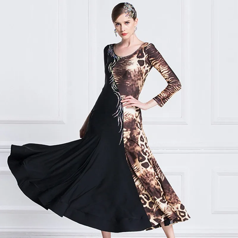 

Женское бальное платье стандартное танцевальное платье вальс танцевальные костюмы испанское платье светящаяся одежда, костюмы для танцев леопардовое платье вальс