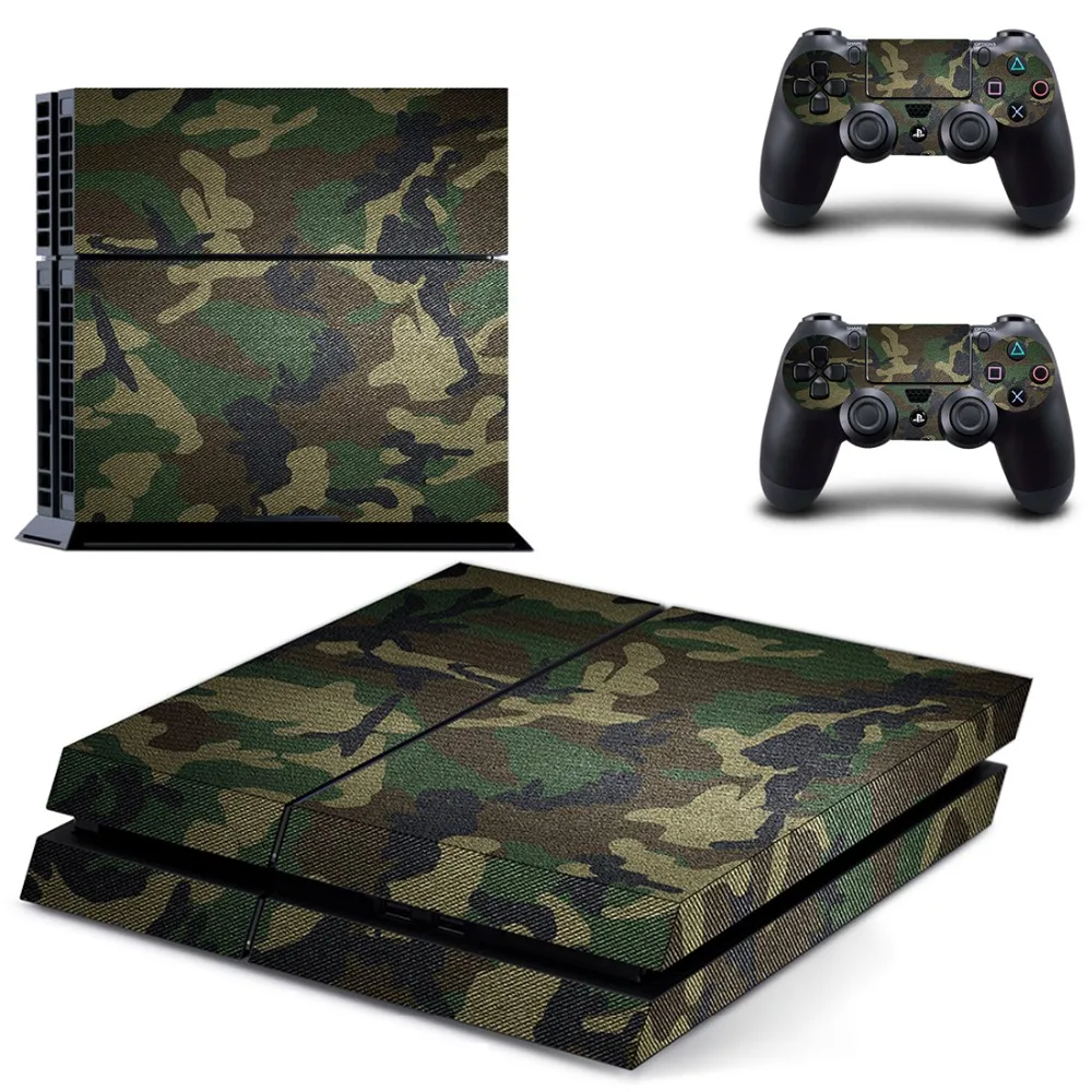 Camouflage Plastic Vinyl Skin Sticker For Sony Ps 4 Console with 2 Controllers Cover For PS4 Gamepad Joypad Decal