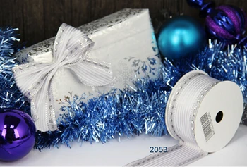 

Silver metallic gift wrapping wired edge ribbon 25yards roll