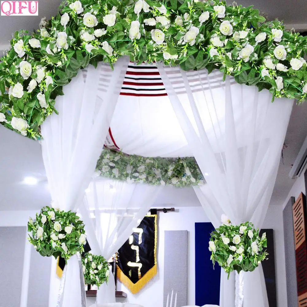 

QIFU Roses Artificial Flowers For Home Decoration Champagne Fake Flowers Hanging Artificials Garland Flowers Wedding Wall Decor