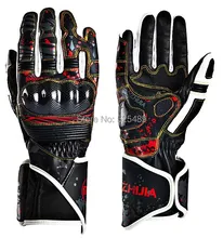 New Brand Genuine Leather & Carbon Fiber Waterproof Motorcycle Gloves Motocross Knight Racing Gloves Motorbike Protective Gears