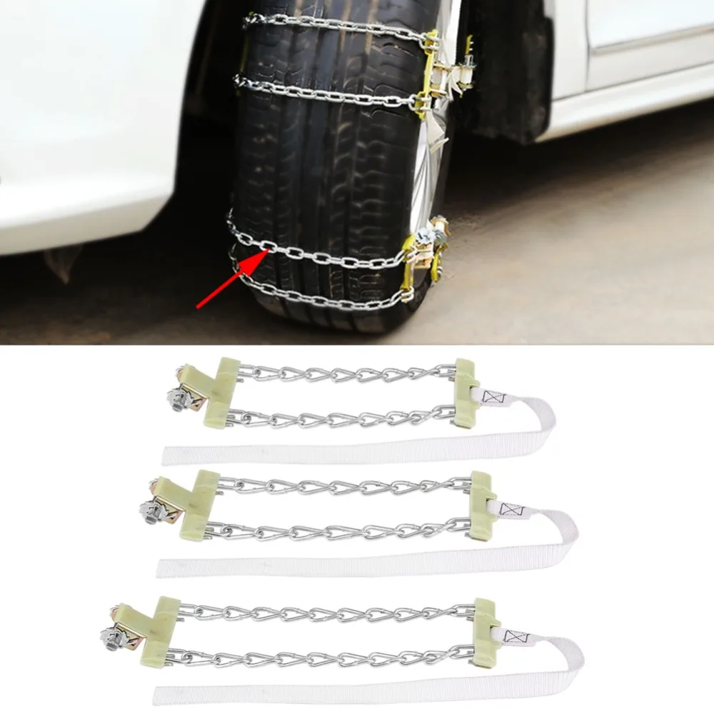 

3pcs Tire Anti-skid Steel Chain Snow Mud Car Security Tyre Clip-on Chain for Car Car Truck SUV Universal Tire Accessories