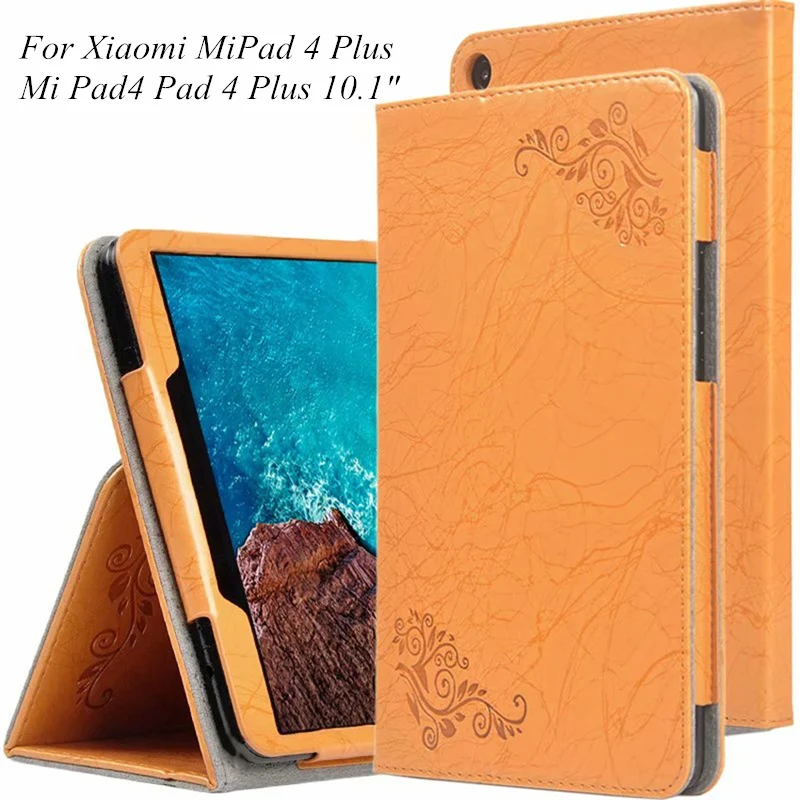 

Original Book Folio Smart Case For Xiaomi Mi Pad 4 Plus Mipad4 10.1'' Tablet stand cover for Mi Pad4 mipad 4 plus + stylus+film