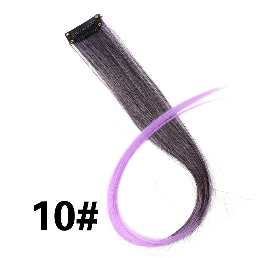 Leeons волосы на заколках для наращивания 18 дюймов длинные шиньоны для женщин синтетические накладные волосы на заколках розовый Радужный Омбре радужные волосы - Цвет: 10