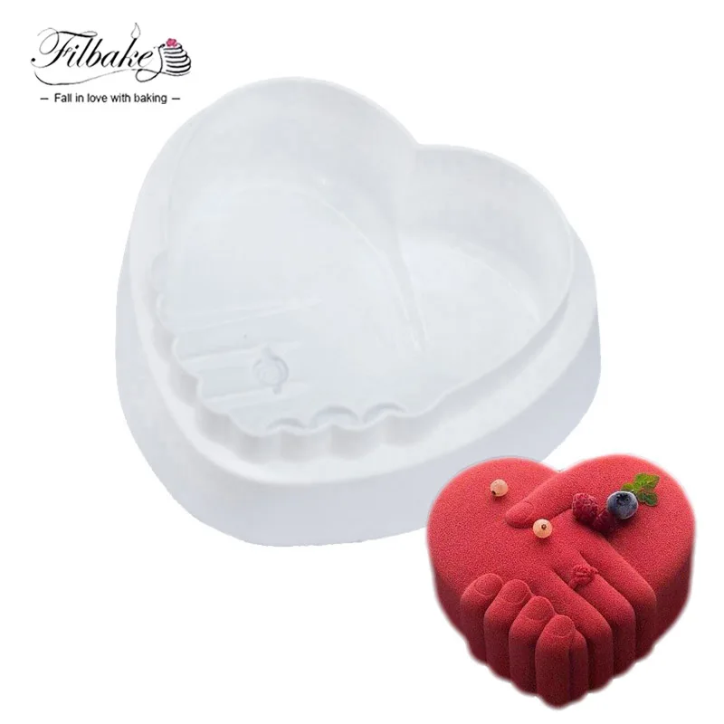 FILBAKE Romantic Peace Hand in Hand Shaped Silicone Molds Cake Pan
