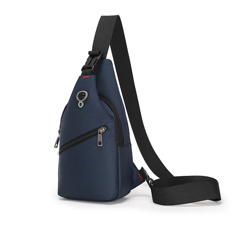 Canva zipper solid chest bag Casual men's bag Single Silt pocket bags  KKZ