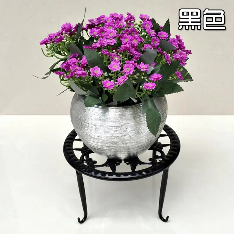 NoEnName_Null European iron single layer Pot Trays fashion indoor landing flower stand quality bronze/white/black pure color ir