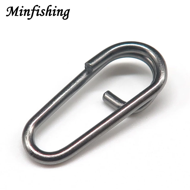 Minfishing 50 PCS Black Carp Fishing Swivel Snap Clips Stainless Steel  Connector Interlock Hook Connector Fishing Accessories