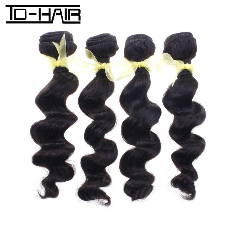 

9A Malaysian Virgin Hair Loose Wave 4pcs/lot 1B# 100% Human Remy Hair bundles Malaysian hair Loose wave weave TD HAIR weaving