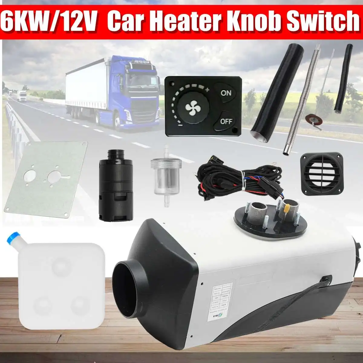 

6KW 12V Diesels Air Parking Heater Set Vehicle Heater Fan for SUV Truck Boat Van Motor-Home Car Heater Knob Switch