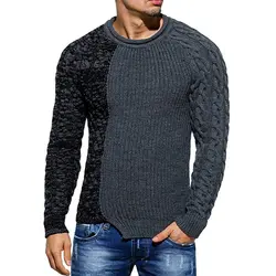 Oeak мужской модный однотонный осенний вязаный свитер с круглым вырезом и длинным рукавом, новинка 2019, повседневный приталенный пуловер