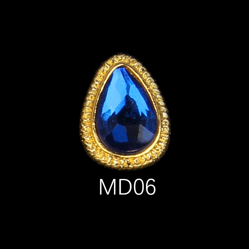 Korea Trend Nail Jewelry Style 10/30pcs Latest Metal Bezel Water Drop Stone Design 3D Nail Art Alloy Jewelry - Цвет: MD06