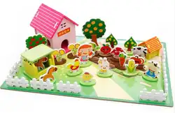Детская деревянная 3D Puzzle игрушки/Симпатичные ферма с завода животных собрать Пазлы для детей ребенок учится развивающие игрушки, упаковка