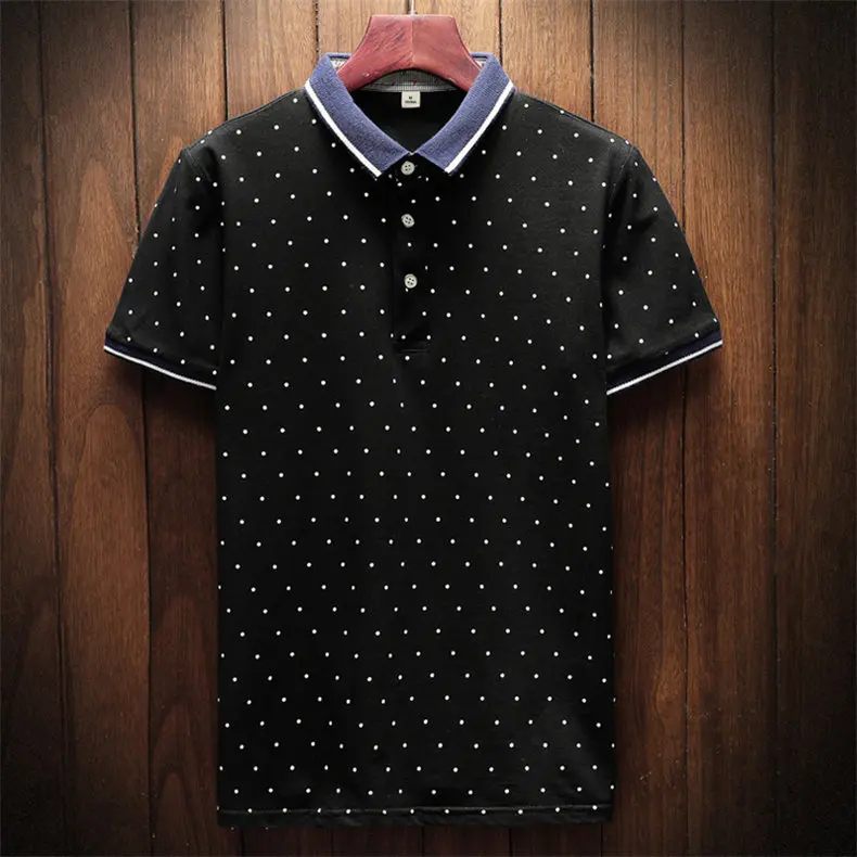 Polka Dot Polo Men Summer Short Sleeve Cotton Breathable Men Polos Male Quality Classic Brand Clothing Fast Dry Top Tees 3XL 4XL 2