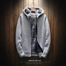 Осень и зима мужской Молодежный свитер пальто плюс бархат толстый вязаный тонкий хлопок одежда мужская одежда