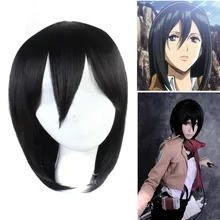 Paidian Attack on Titan Mikasa Ackerman Short Black Anime Cosplay Wig Synthetic Hair Costume Party Wigs