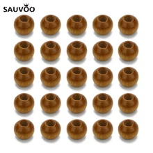 SAUVOO – lot de 500 boules en bois naturel, perles brunes, trou de 2mm, perle européenne pour bricolage, Bracelet, collier, accessoires de bijoux
