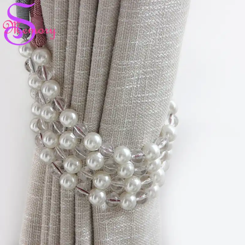 New Diy Curtain Holders Tieback Clips Hanging Ball Pearl Beads