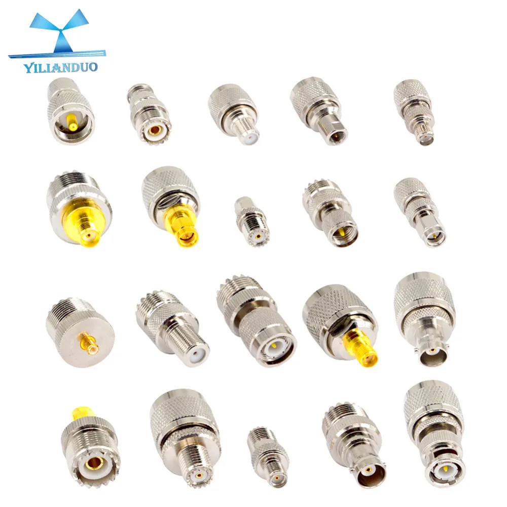 

YILIANDUO 20 Type UHF Adapter RF Coax Adapter Kit UHF to SMA/BNC/TNC/MCX/FME/F/mini UHF Connector Nickel-Plated Test Converter