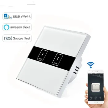 

EU Standard 2 Gang Wifi Control Switch via Android and IOS, Wireless Control Light Touch Wall Switch for Smart Homne