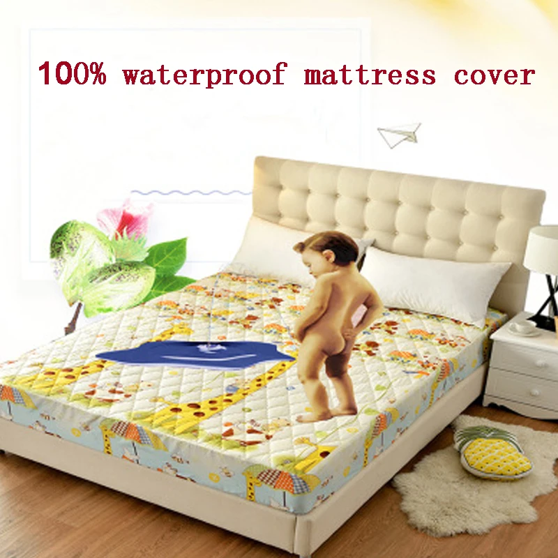 Best Cartoon Waterproof Mattress Cover Prevents Baby Urine From Penetrating Into Mattress Cover Adult Solid Color Simple Bed Cover