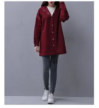 

2018 Autumn Women Casual Jacket Drawstring Hem Long Sleeves Hooded Coat Pockets Lightweight Windbreaker Jaqueta Feminina