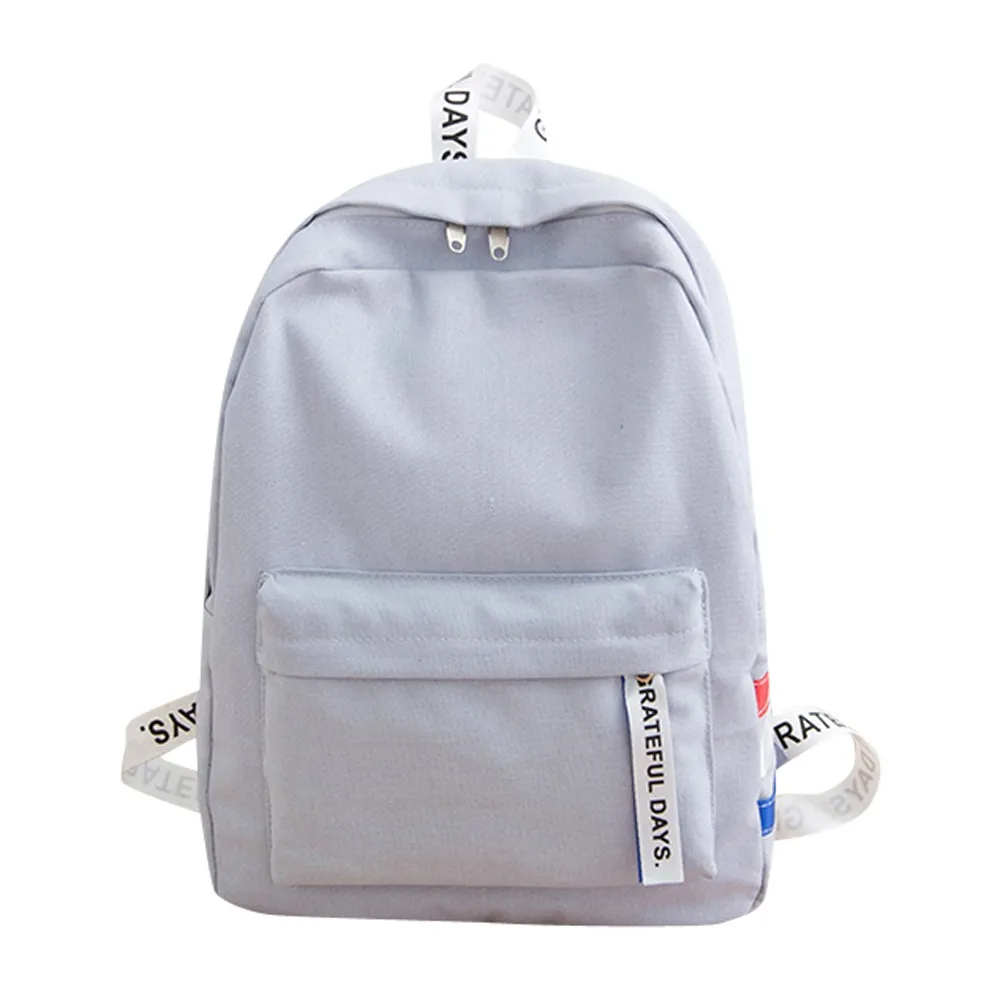Чистый Цвет Белый Розовый Черный Серый унисекс холст школьный туристический рюкзак сумка через плечо студенческие рюкзаки большой емкости