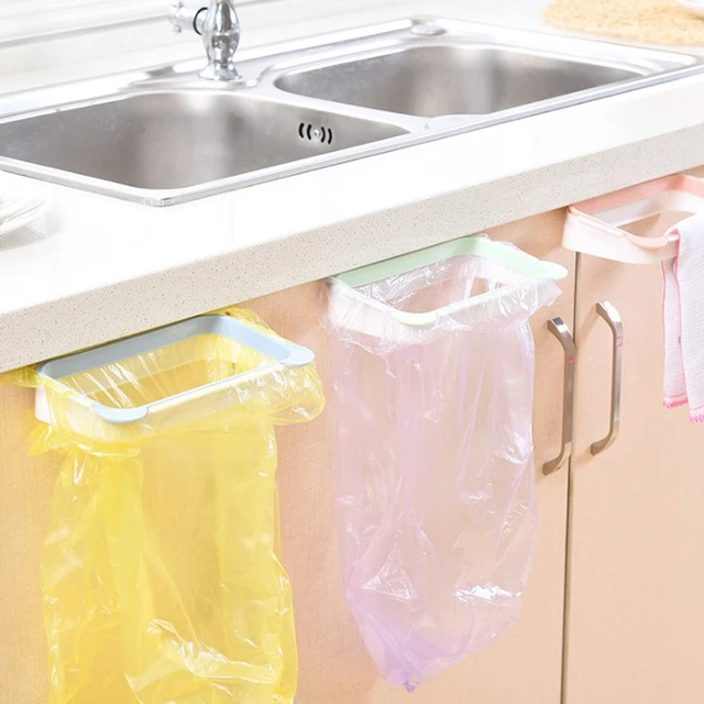 Best Price 1 Pcs Creative Cupboard Door Back Trash Rack Storage Garbage Bag Holder Hanging Kitchen Cabinet Hanging Trash Rack