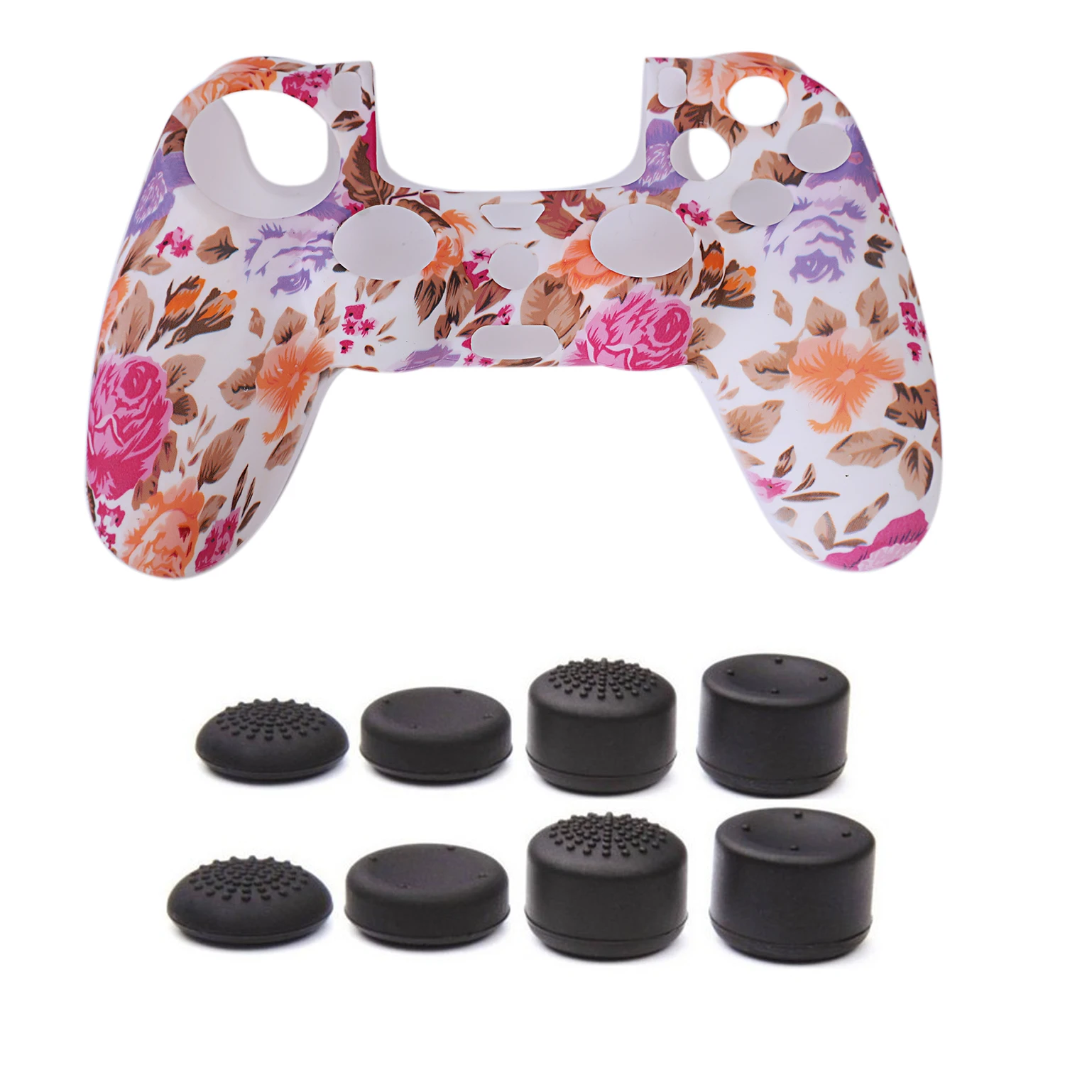 

Water Transfer Printing Camouflage Silicone Cover Skin Case for Sony PS4/slim/Pro Dualshock 4 controller x 1(peony)With Pro th
