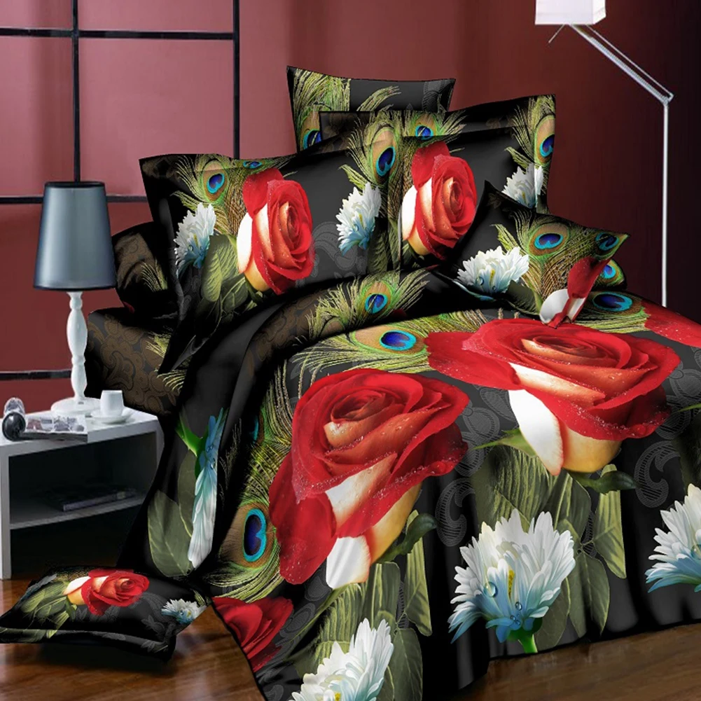 

soft 3d bedding set lifelike flowers print duvet cover with pillowcase twin/queen Quilt pillowcase for decorating the bedroom
