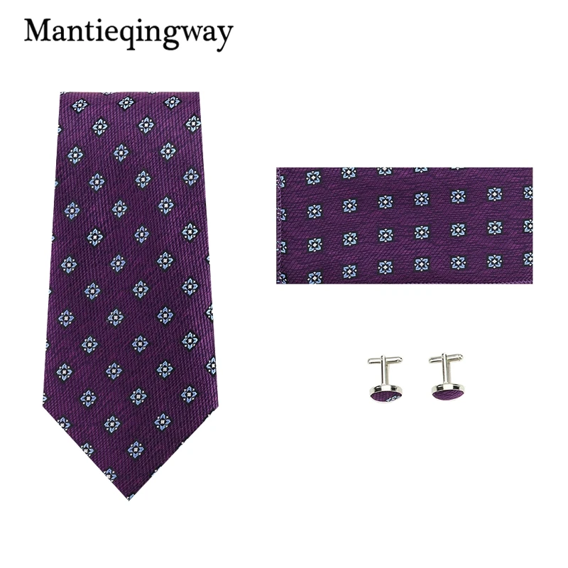

Mantieqingway Brand Men's Neck Tie Set Polyester Neckties Formal Suits Pocket Square Paisley Chest Towel Shirts Cufflinks Set