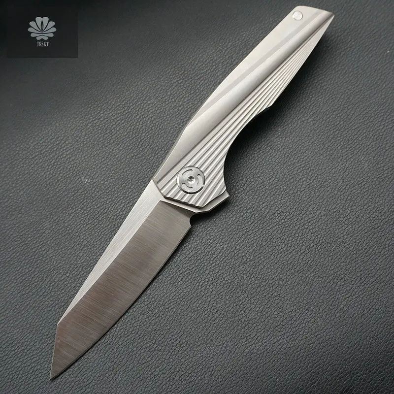 

Trskt Kwaiken Flipper Folding Knife D2 Blade Steel/TC4 Handle Ball Bearing Hunting Tactical Combat Pocket Knife Camping EDC Tool
