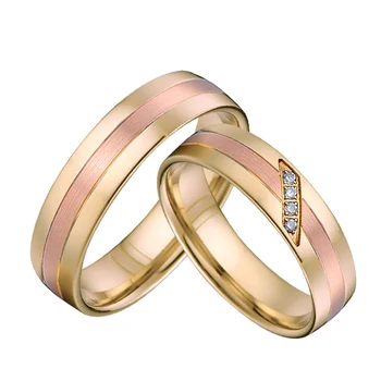 

Top quality Custom bridal Alliances wedding Rings pair set for couples men and Women rose gold color titanium jewelry