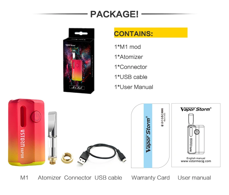 Original Vapor Storm M1 CBD Kit Thick Oil 800mah Battery 510 Magnet Thread 0.5ml CBD Cartridge Electronic Cigarette Vape 01 (7)
