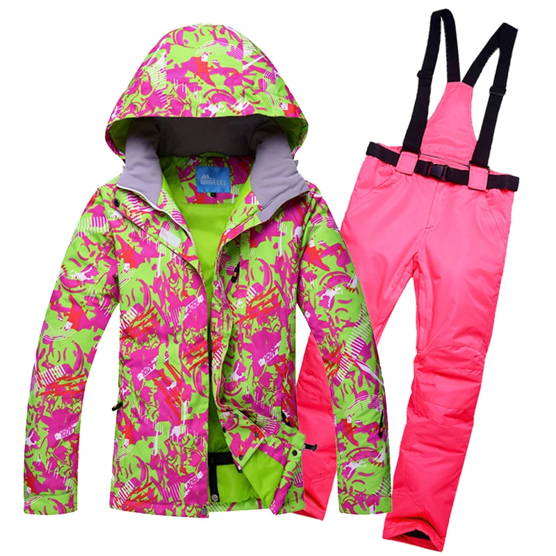  2019 Winter Snow Jacket Ski Suit Women Snow pants and Jacket Waterproof windproof Colorful Clothing