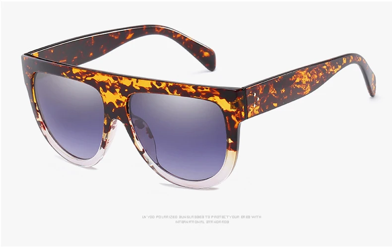 Ким солнечные очки в стиле Кардашьян женские плоские верхние стильные брендовые дизайнерские Винтажные Солнцезащитные очки женские заклепочные оттенки большая затененная оправа UV400 - Цвет линз: NO.4