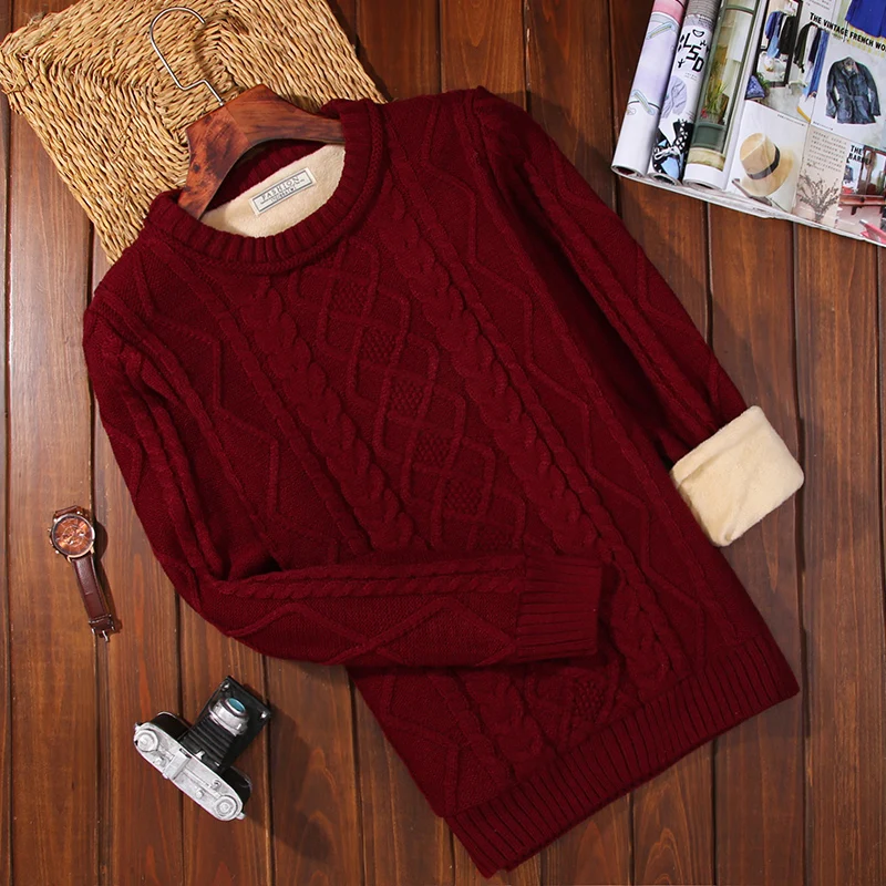 Winter Men Sweater Plus Velvet Keep Warm 2019 New Arrival Slim Thick Male Pullover Sweater Teenage Boys Korean Style M37 Winter Men Sweater Plus Velvet Keep Warm 2019 New Arrival Slim Thick Male Pullover Sweater Teenage Boys Korean Style M37