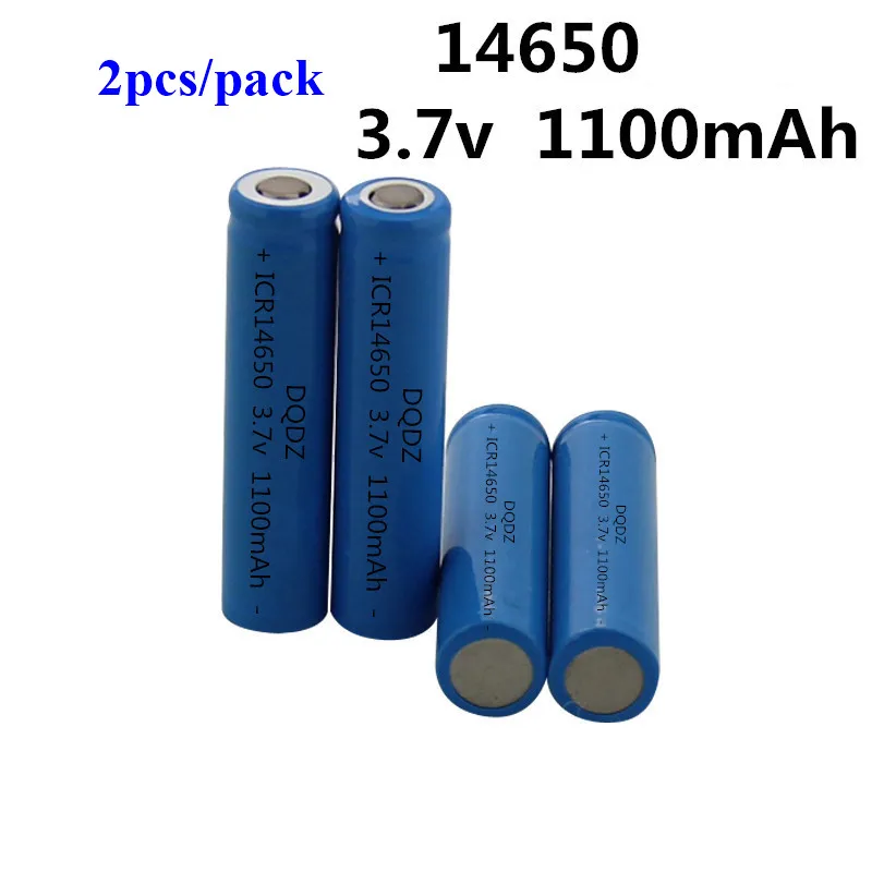 

2pcs/pack! Factory price 14650 3.7v li-ion battery 1100mah for solar light/e cig batteries High Drain Power Battery Flat top