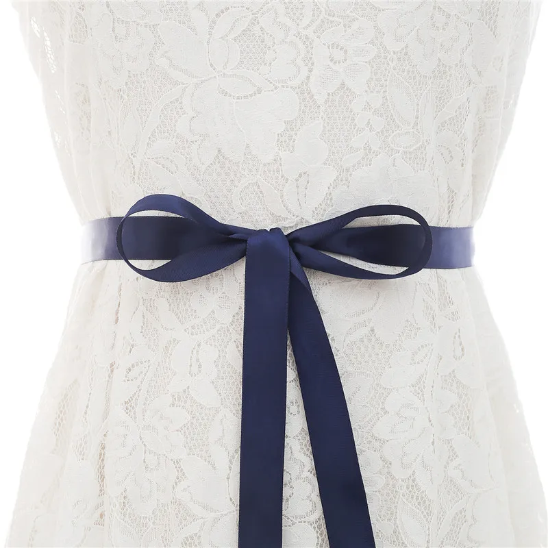 Rhinestones Bridal Belt Handmade Crystal Wedding Belt Thin Beaded Bridal Belt For Wedding Dresses J218G - Цвет: dark blue