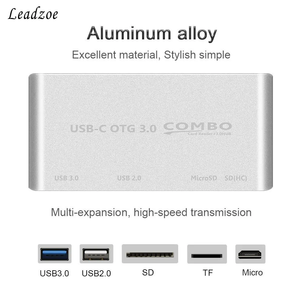 Leadzoe 5 in1 USB C концентратор Тип C SD устройство для считывания с tf-карт USB 3,0 концентраторы с микро USB Мощность Порты и разъёмы Разветвитель USB OTG Тип c концентратор USB