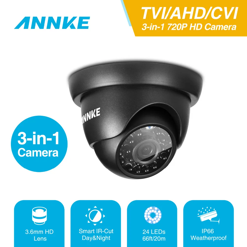 

ANNKE 720P AHD TVI CVI 3in1 Dome Cameras 1280TVL Outdoor Fixed Dome Cameras Metal Housing Weatherproof Smart IR Cut SecurityCCTV