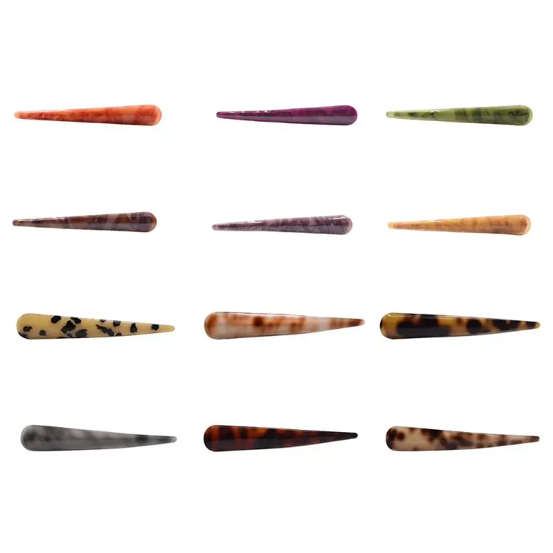 

Minimalist Retro Women Horn Duckbill Hair Clip Acrylic Colored Stone Textured Long Stick Hairpin Makeup Ponytail Holder Hairpin
