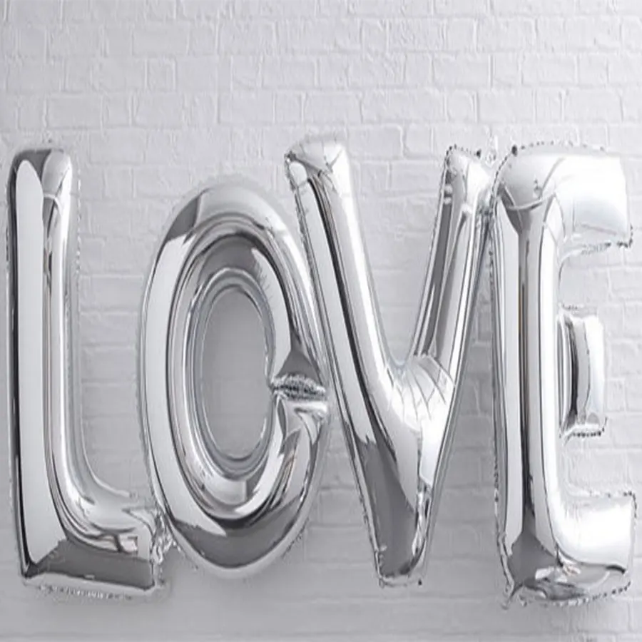 Love Letter Balloons 40 Inch Giant Jumbo Balloons Gold Silver Aluminium Foil Ballon For Wedding Engagement Valentine's Day Decor