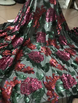 

flower classic embroidery mesh fabric nigerian tulle lace fabric ZH-52517 French Net Lace Fabric with sequins
