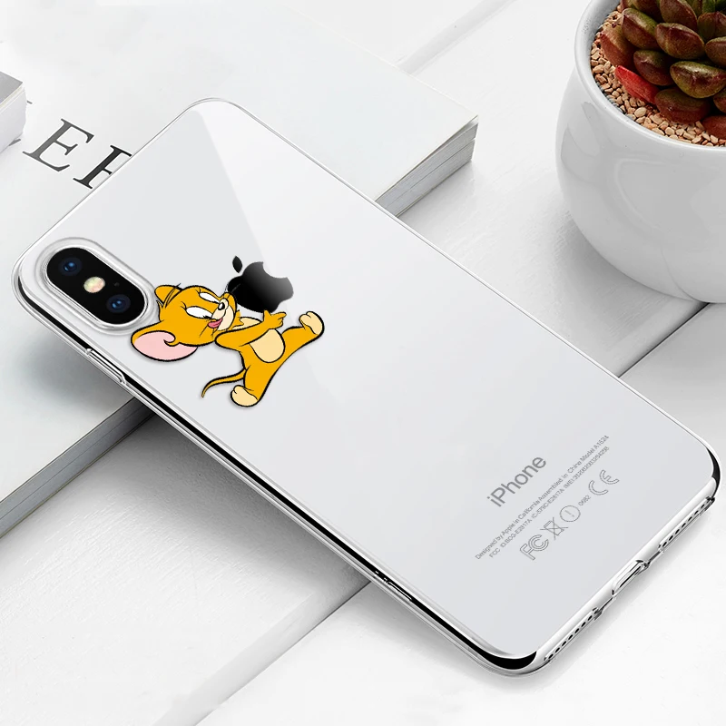 Парный Прозрачный чехол для телефона для iphone X XS Max XR Tom Jerry, чехол для iphone 8 7 6 6S Plus, мягкий силиконовый прозрачный чехол - Цвет: 02