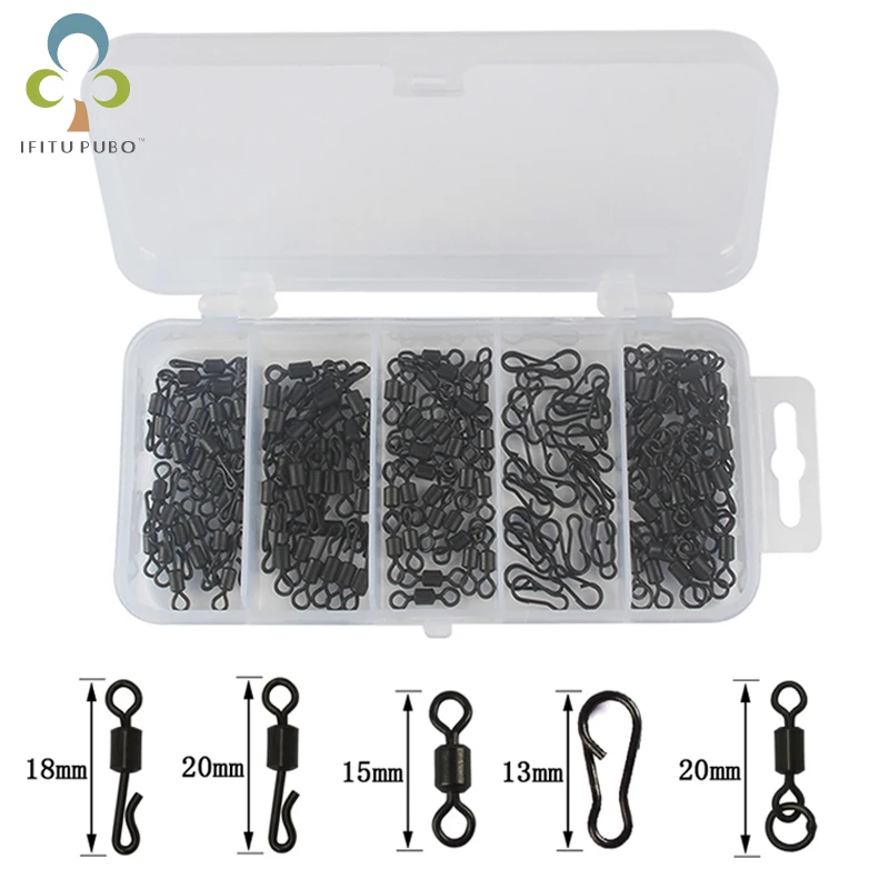 

Easy Catch 150pcs Black Carp Fishing Quick Change Swivels Long Body Rolling Swivels Snap Carp Fishing Accessories GYH