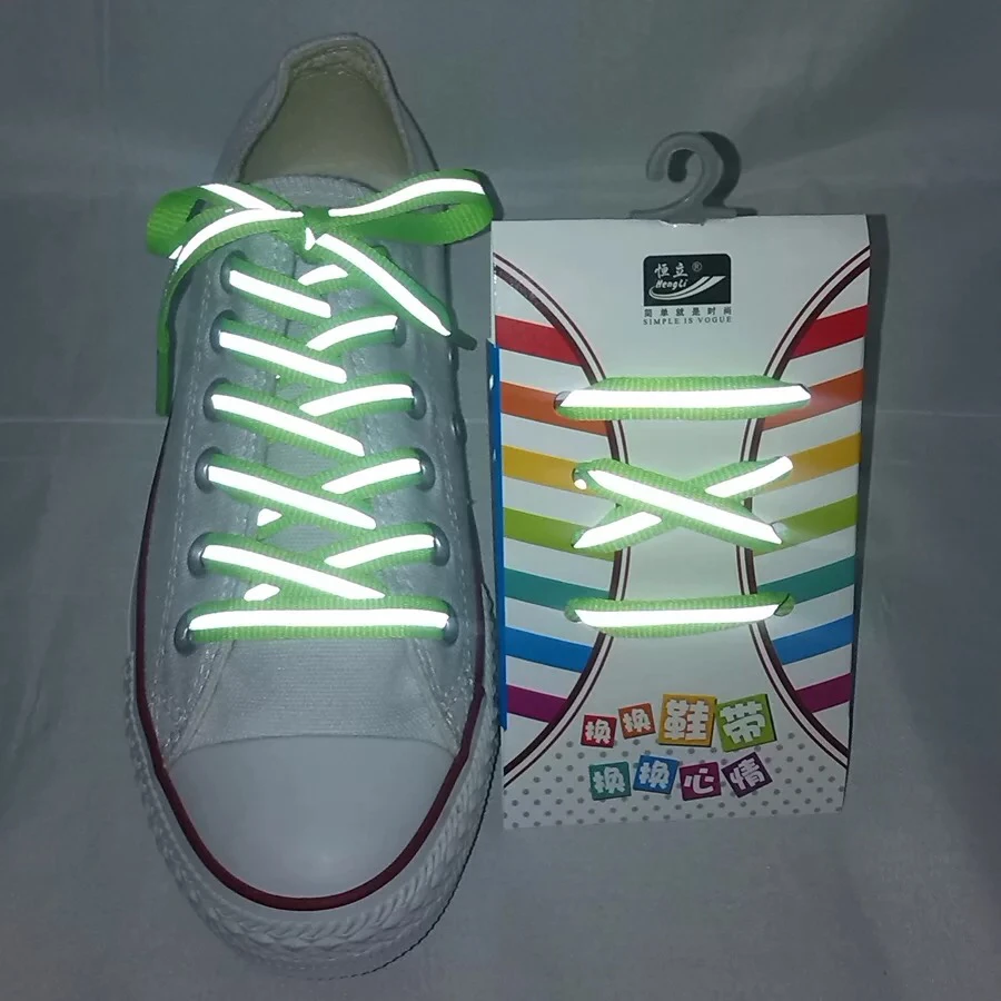 1Pair 3M Reflective Shoes lace Flat Sports Shoelaces Fluorescent Sneaker Shoestrings Running Shoelace For Adult Length 120cm